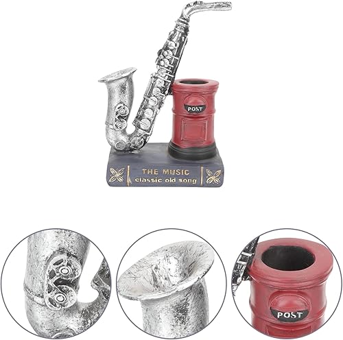 Miniatura 2 de DECHOUS Decoración de escritorio, figura de saxofón, escultura de saxofón, soporte para bolígrafo, decoración para sala de casa, lápiz de saxofón,