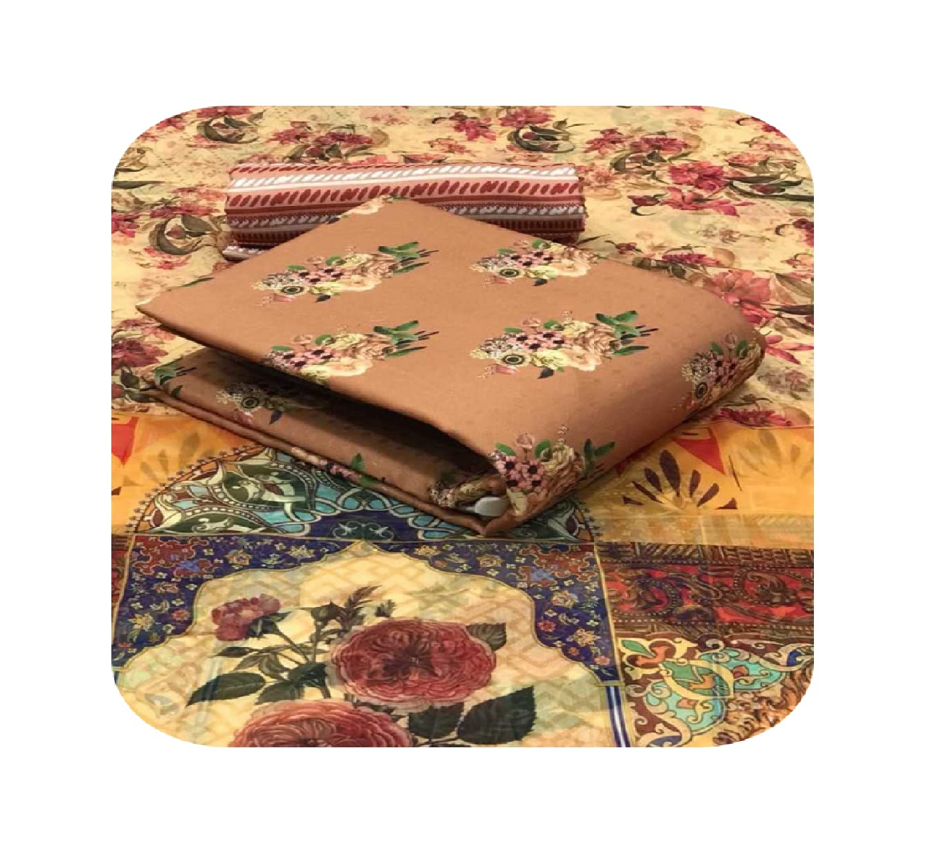 VredeVogel Pashmina Printed Unstitched Salwar Suit Dress Material with Dupatta for Women