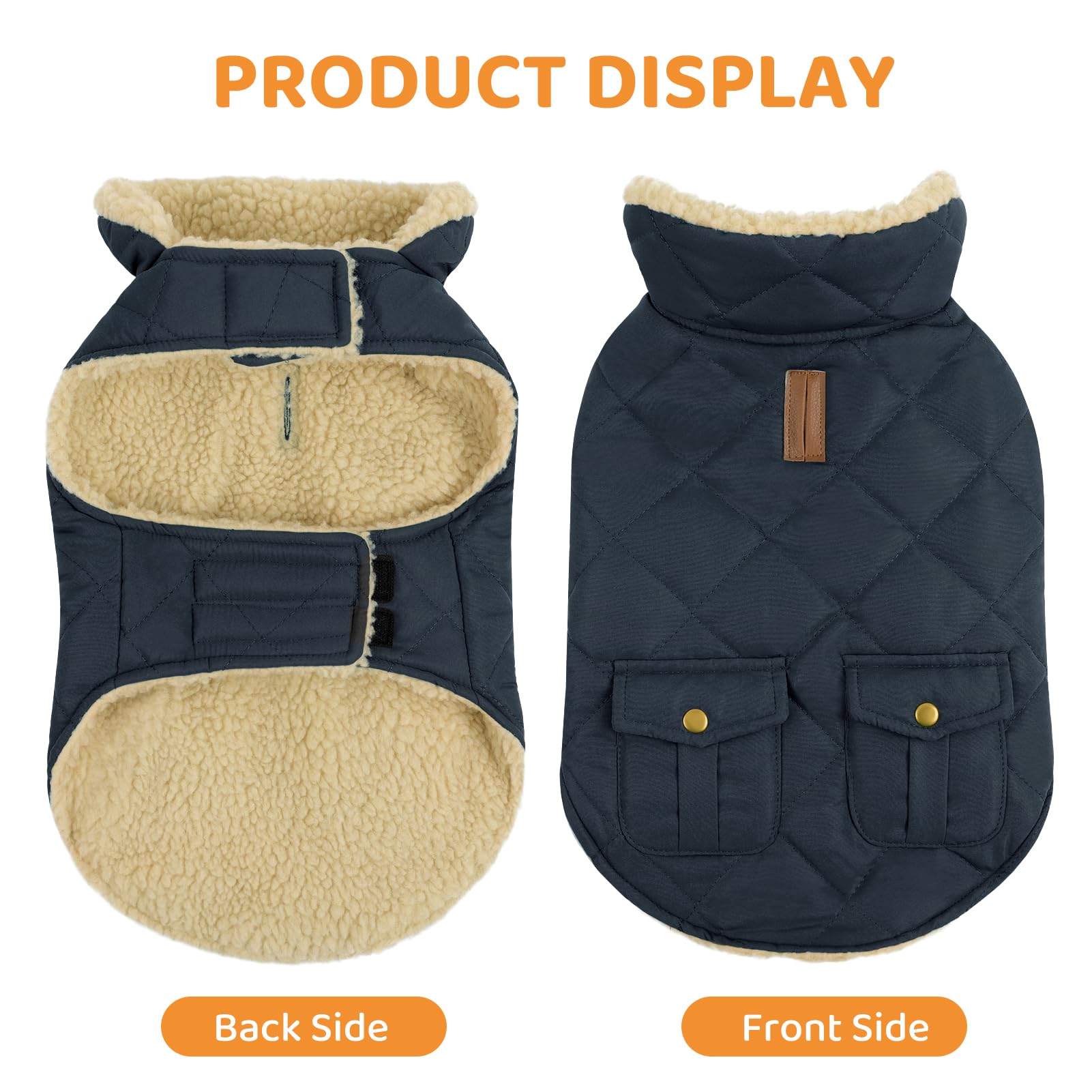 Queenmore Cappotto Cane Grande Caldo Impermeabile Per Bassotto, Bulldog Francese, Greyhound, Border Collie, Labrador, Blu, XL