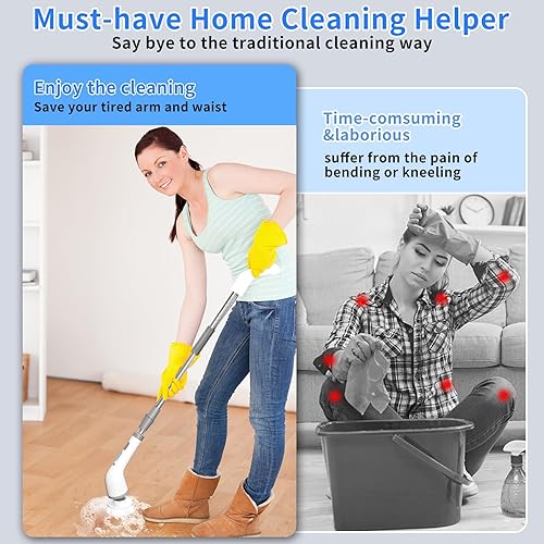 Miniatura 6 de Limpiador eléctrico giratorio, cepillo de limpieza inalámbrico mejorado con 8 cabezales de limpieza reemplazables, herramienta de limpieza eléctrica