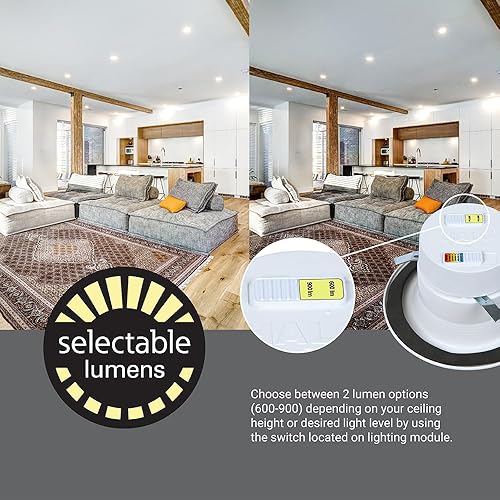 Miniatura 5 de HALO 4 inch LED Recessed Light Retrofit Selectable CCT 2700K-5000K Dimmable Dim to Warm 600/900 Lumens Wet Location Indoor Outdoor Ceiling Downlight