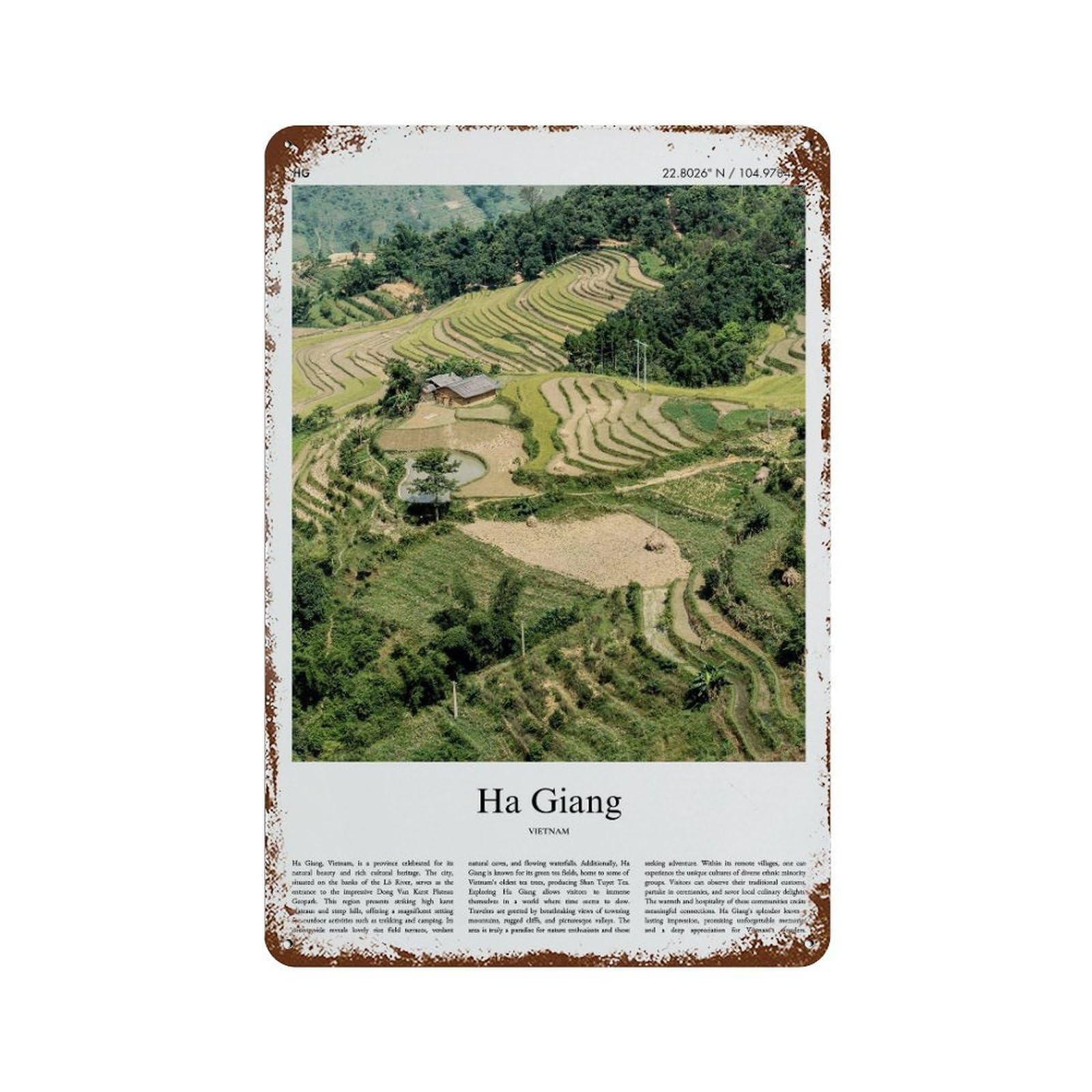 xiaoxiaoshen Ha Giang Vietnam City Scenery Wall Decor Art Metal Tin Poster Modern Home Decor Art Home Bar Shop Decorations Vintage Sign 30x20cm