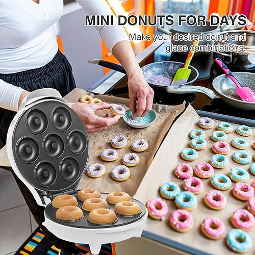 Miniatura 6 de ifeeverkeep Mini Donut Maker- Donut Maker Machine for Home -7 Small Donut Maker,Electric Non-Stick Surface Makes for kids donut maker, Makes
