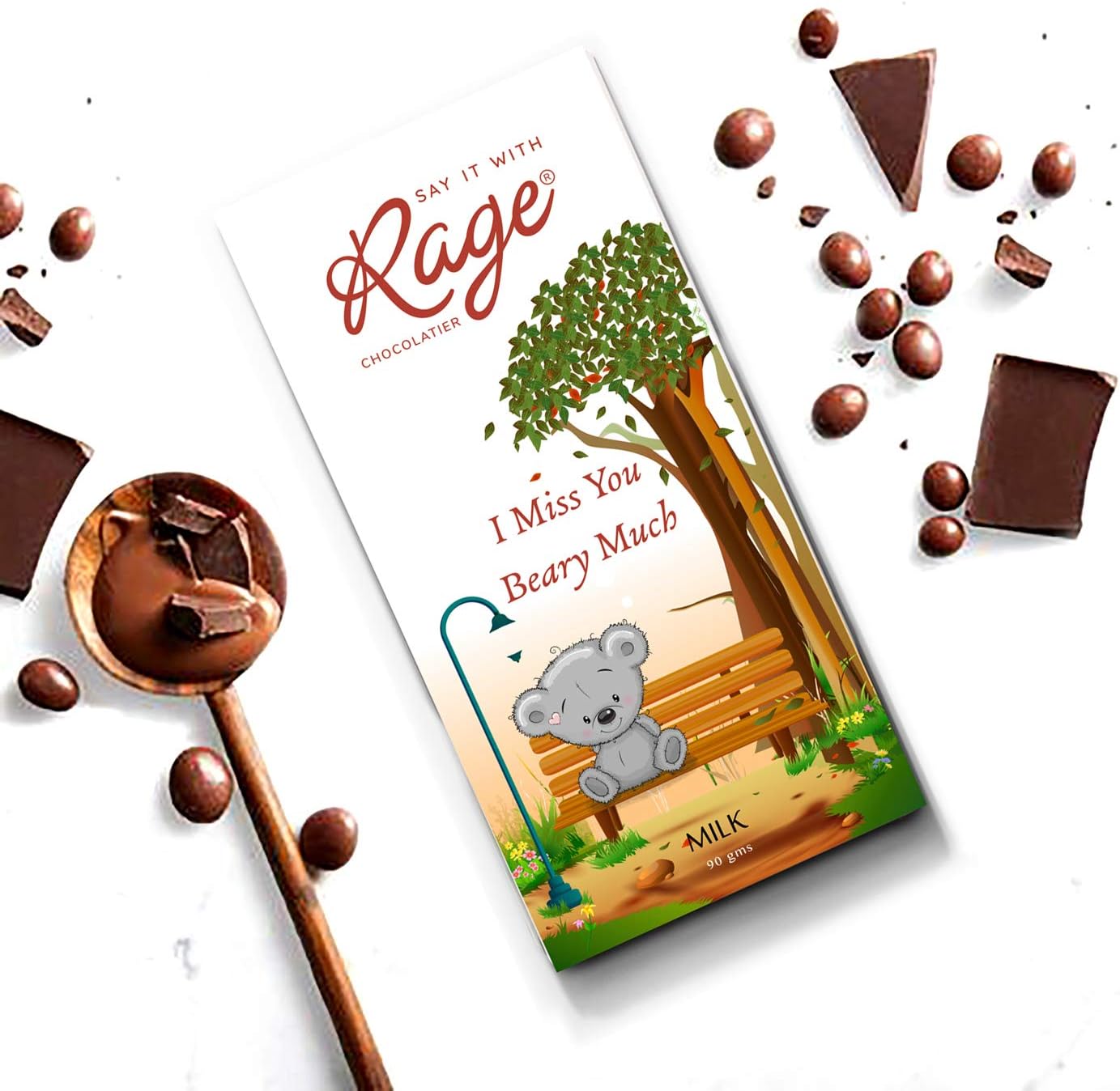 Rage I Miss You Dark Almond Chocolate Bar, 90 g