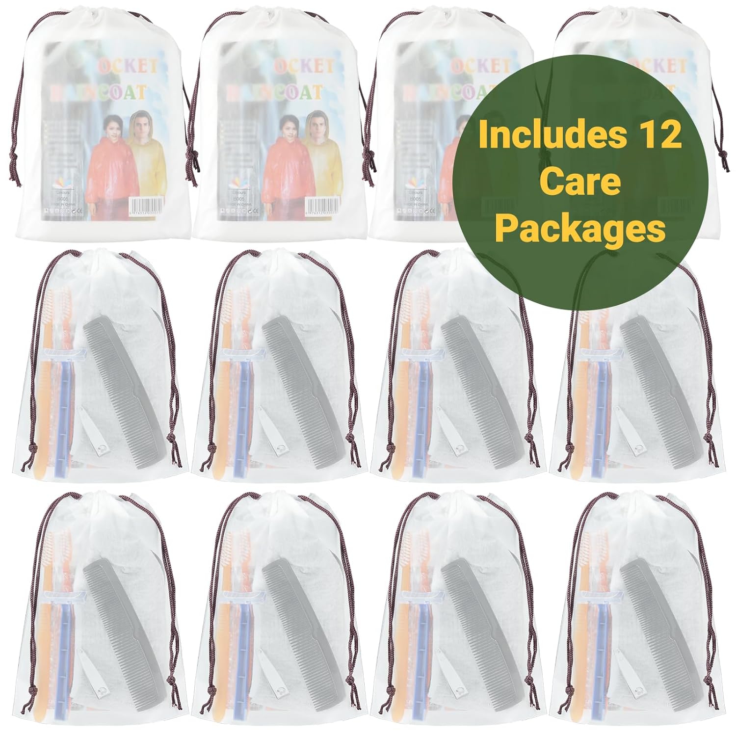 84 Pcs Homeless Care Package Supplies Bulk Hygiene Kits with Nail Clipper, Prepasted Disposable Toothbrushes, Razors, Ponchos, Combs, Socks & Drawstring Bags — Ideal Charity or Personal Travel Package - Image 7