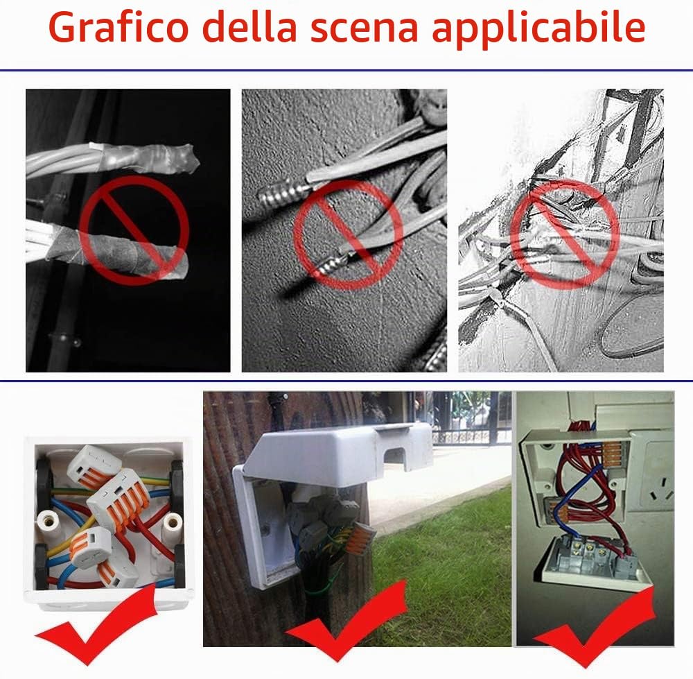 Morsettiere Elettriche, CESFONJER Connettori Elettrici Rapid, 2 Porte Conduttore Compatto Connettore, Leva-Dado Cavo Connettore, Morsettiera Connettore Molla (33pcs)