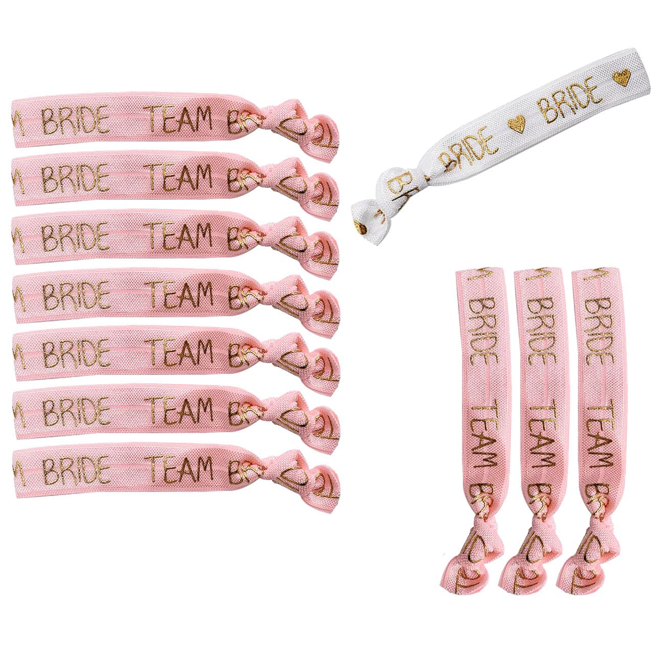 Set Braccialetti Team Sposa - Fascette Elastiche Con Scritta Dorata, Per Addio Al Nubilato, 1 Sposa + 10 Damigelle - Foto 5
