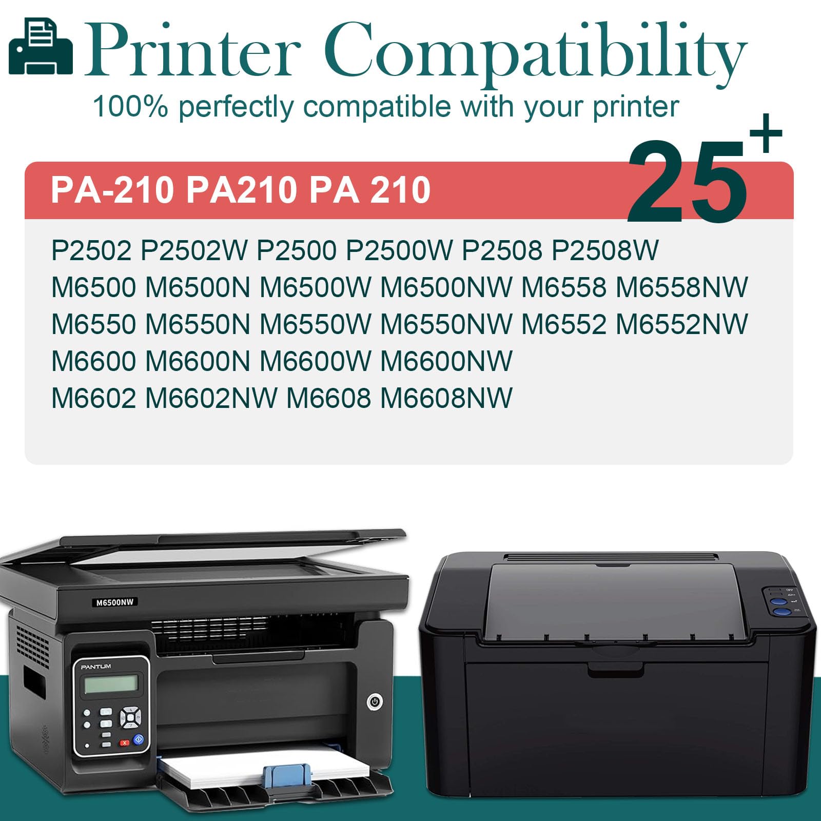 PA210 PA 210 PA-210 Cartuccia Toner Nero Compatibile con Pantum P2500W P2502W P2508W M6500NW M6500N M6500W M6550NW M6552NW M6558NW M6600N M6600NW M6602NW Stampante Laser 1600 Pagine