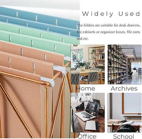 Miniatura 4 de Y YOMA Paquete de 6 carpetas colgantes con relieve, tamaño carta, carpetas colgantes decorativas, bonitas carpetas organizadoras para archivadores,