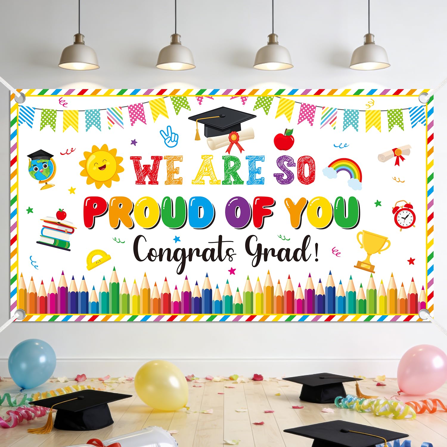 Luvart Graduation Decorations Congratulations Banner - Leavers Class of 2026 Banner We Are So Proud Of You Congrats Decorations, School Leavers Graduation Party Decor