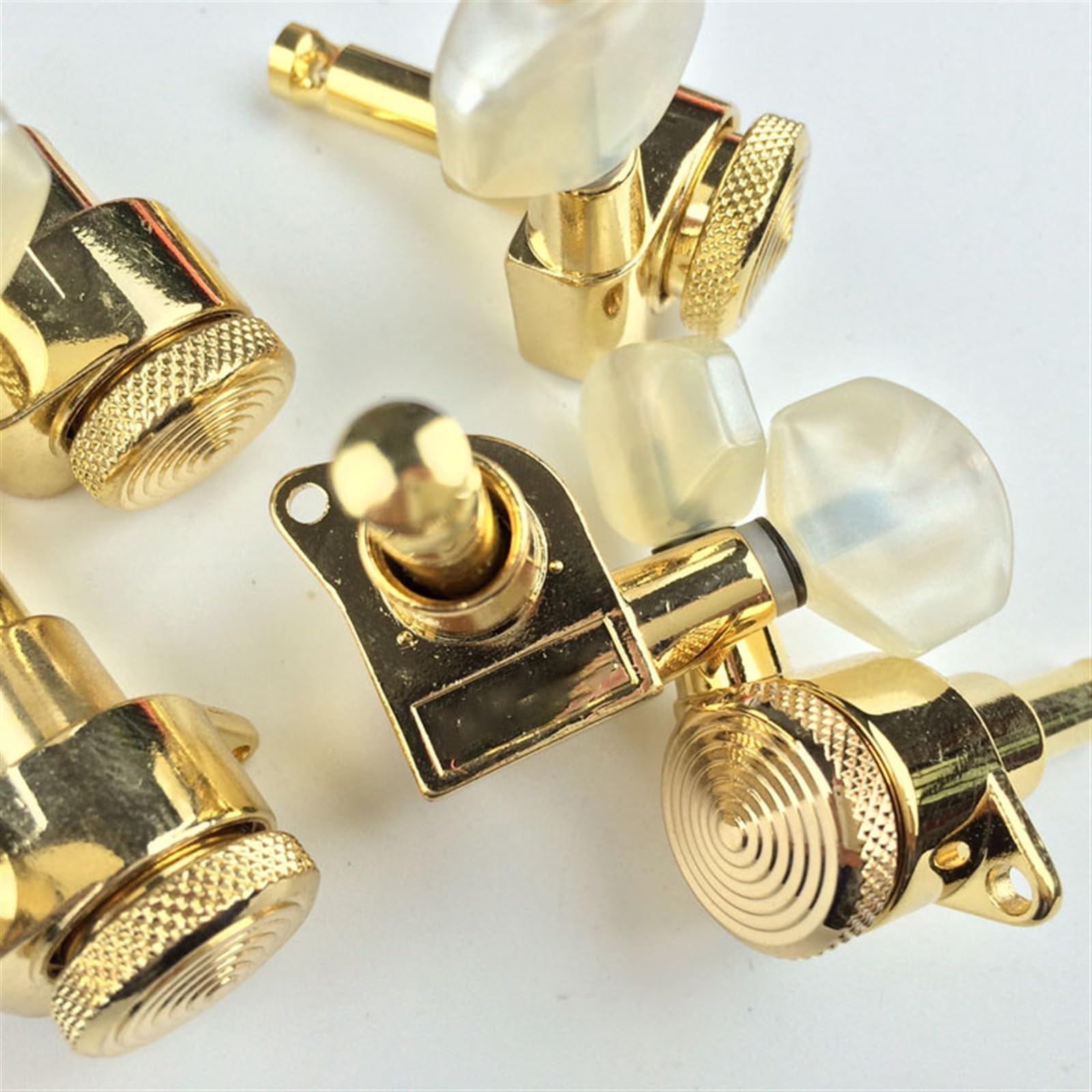 Clavijas de afinación de guitarra profesionales El Botón Del Clavijero Autoblocante De La Guitarra Eléctrica Dorada Puede Bloquear El Eje De La Cuerda De Jade Del Enrollador De Cuerdas(1 set for backh