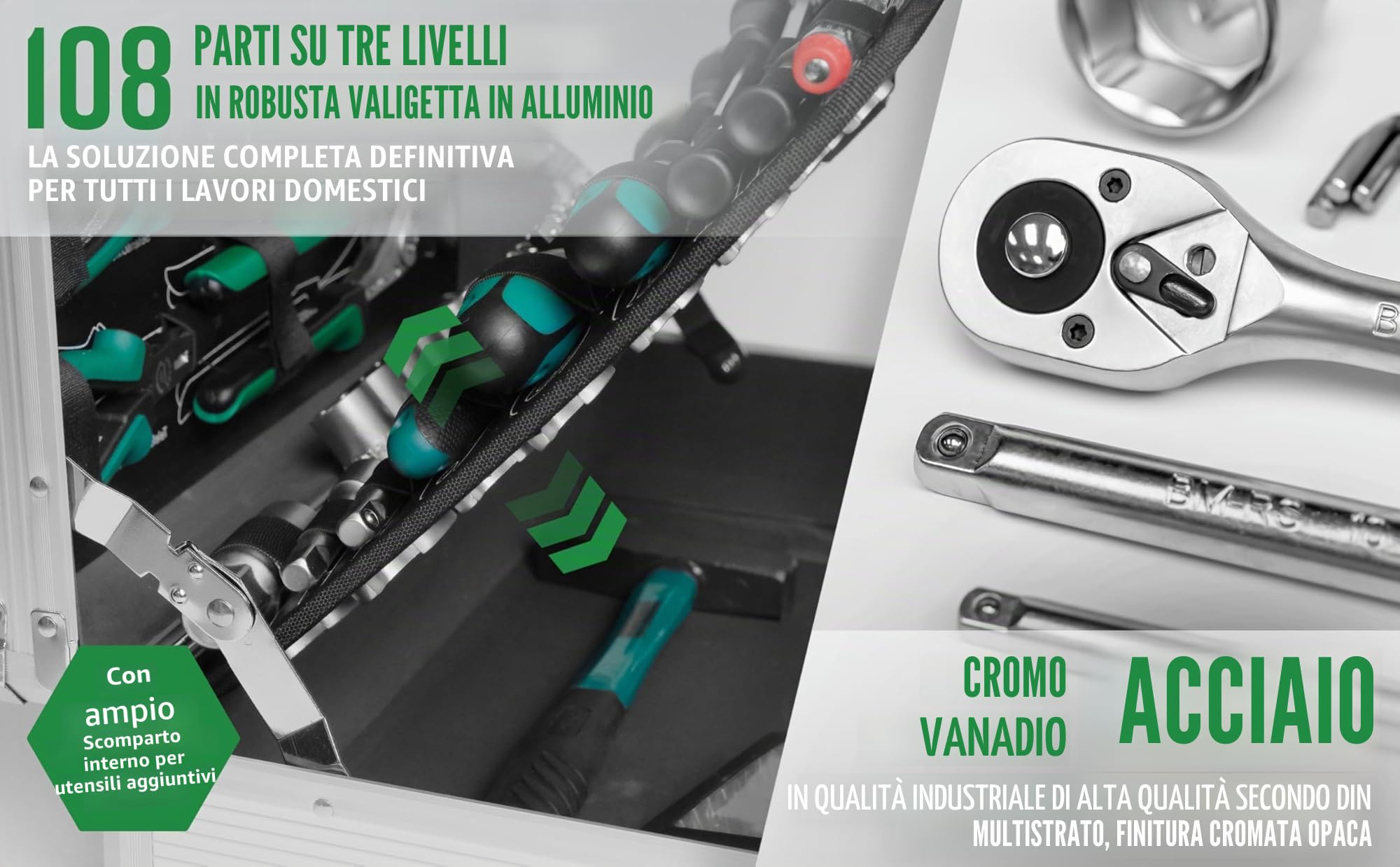 Mannesmann - M29075 - Maletín de herramientas de aluminio, equipado, 108 piezas