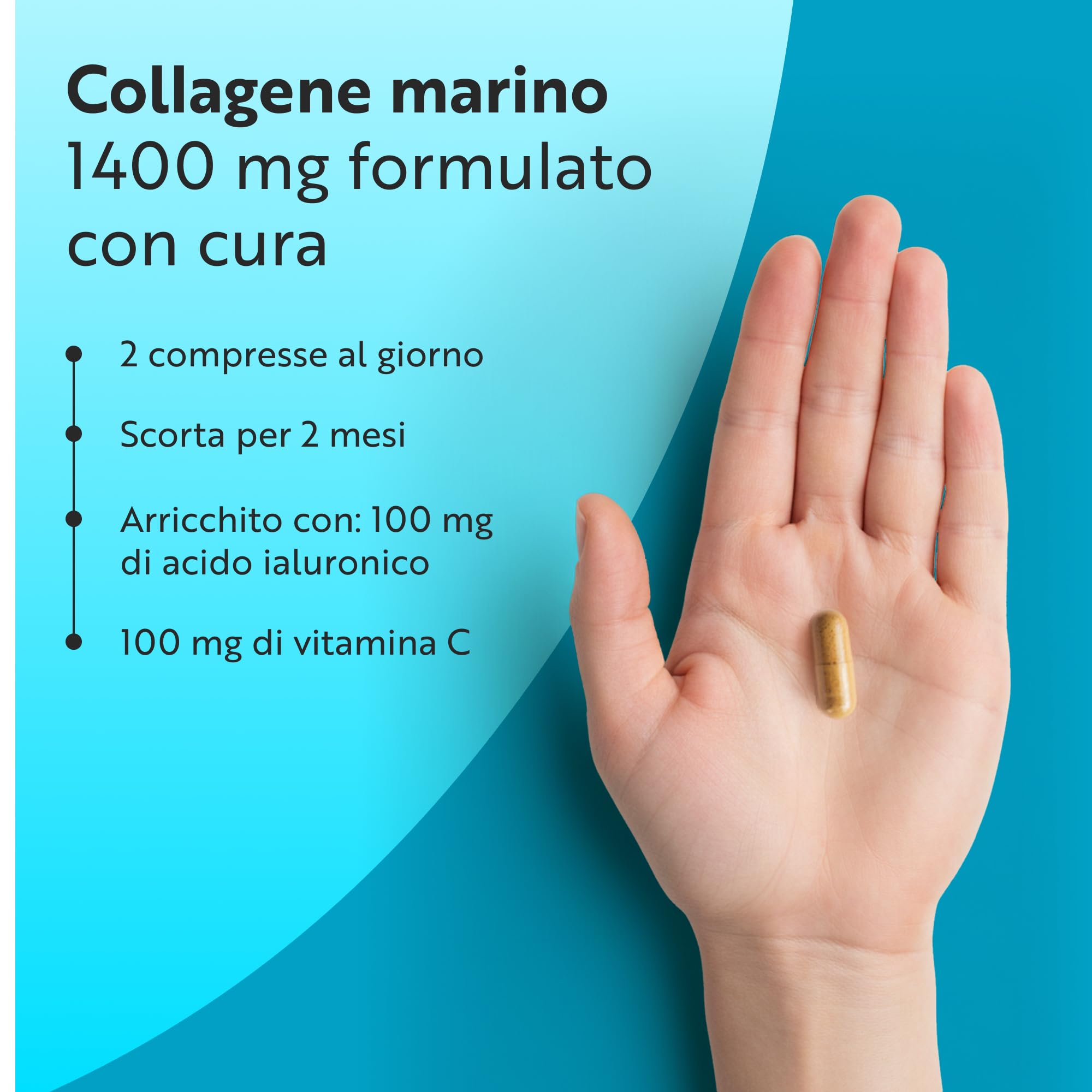 Nutravita Collagene Marino con Acido Ialuronico 1400mg - 120 Compresse - Collagene Idrolizzato Tipo 1 - Marine Collagen, Vitamina C & Biotina Integratore per Capelli, Pelle, Unghie e Articolazioni