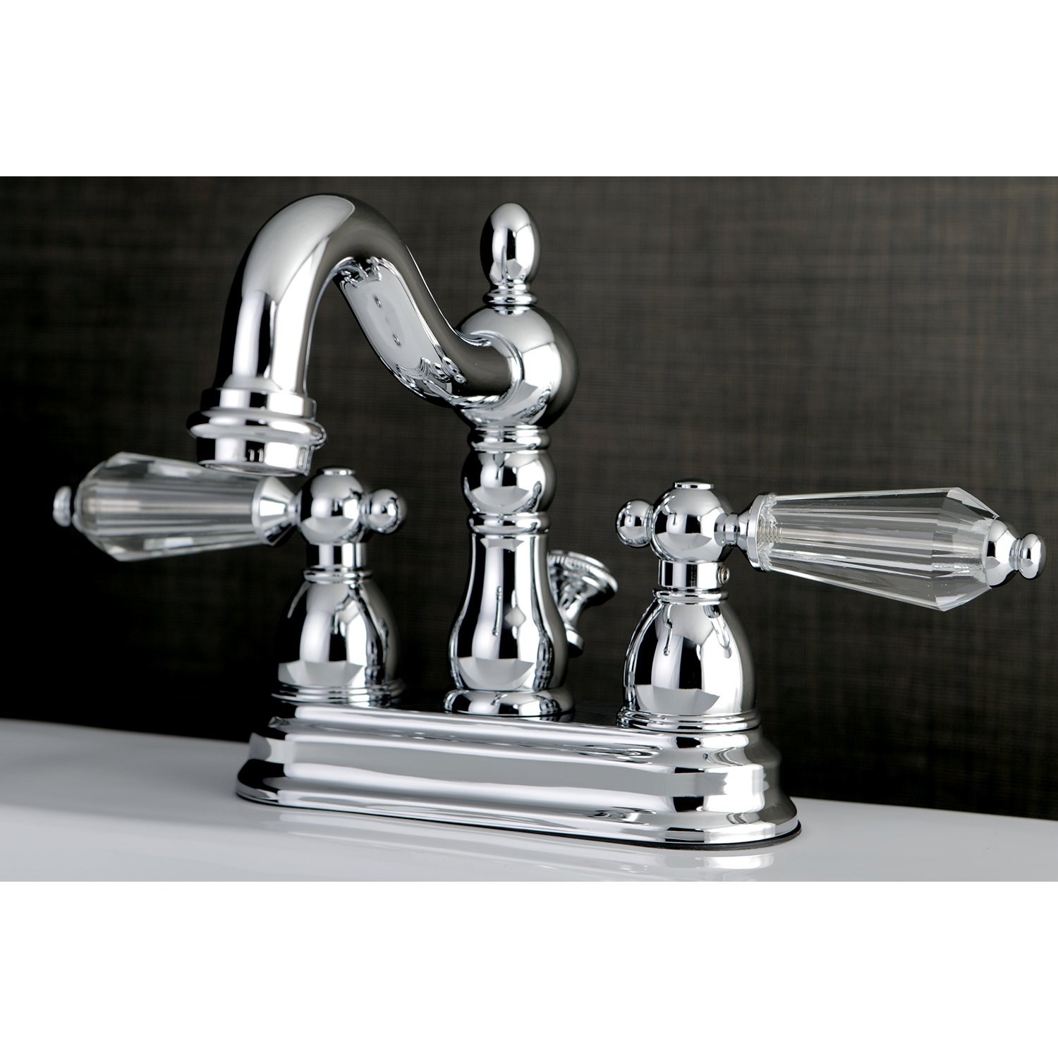 Kingston Brass KS1601WLL Llave de Grifo de baño de 10,16 cm con válvula Clic-clac de latón, Cromado, 4-3/4" in Spout Reach