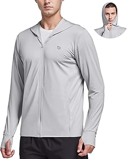 BALEAF Men's UPF 50+ Full Zip Light Jacket Hooded Long Sleeve Cooling Shirt with Pocket Hiking Fishing Outdoor Performance