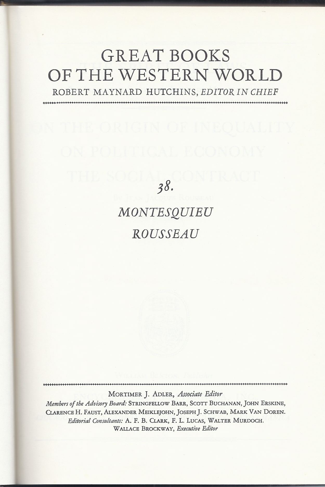 Montesquieu * Rousseau (Vol. 38 of Great Books Of The Western World Collection) - Image 2