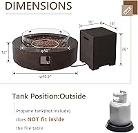 Vista 22 de COSIEST Juego de Mesa de Hoguera de Propano para Exteriores de 2 Piezas con Mesa para Tanque, Mesa de Fuego de 42" Certificada, 50,000 BTU con Base