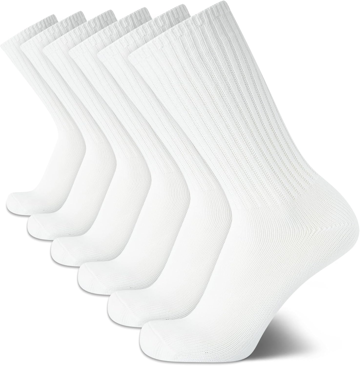 Calvin Klein Mens Crew Socks - 6 Pack Lightweight Cotton Blend Moisture-Wicking Cushioned Athletic Crew Socks for Men