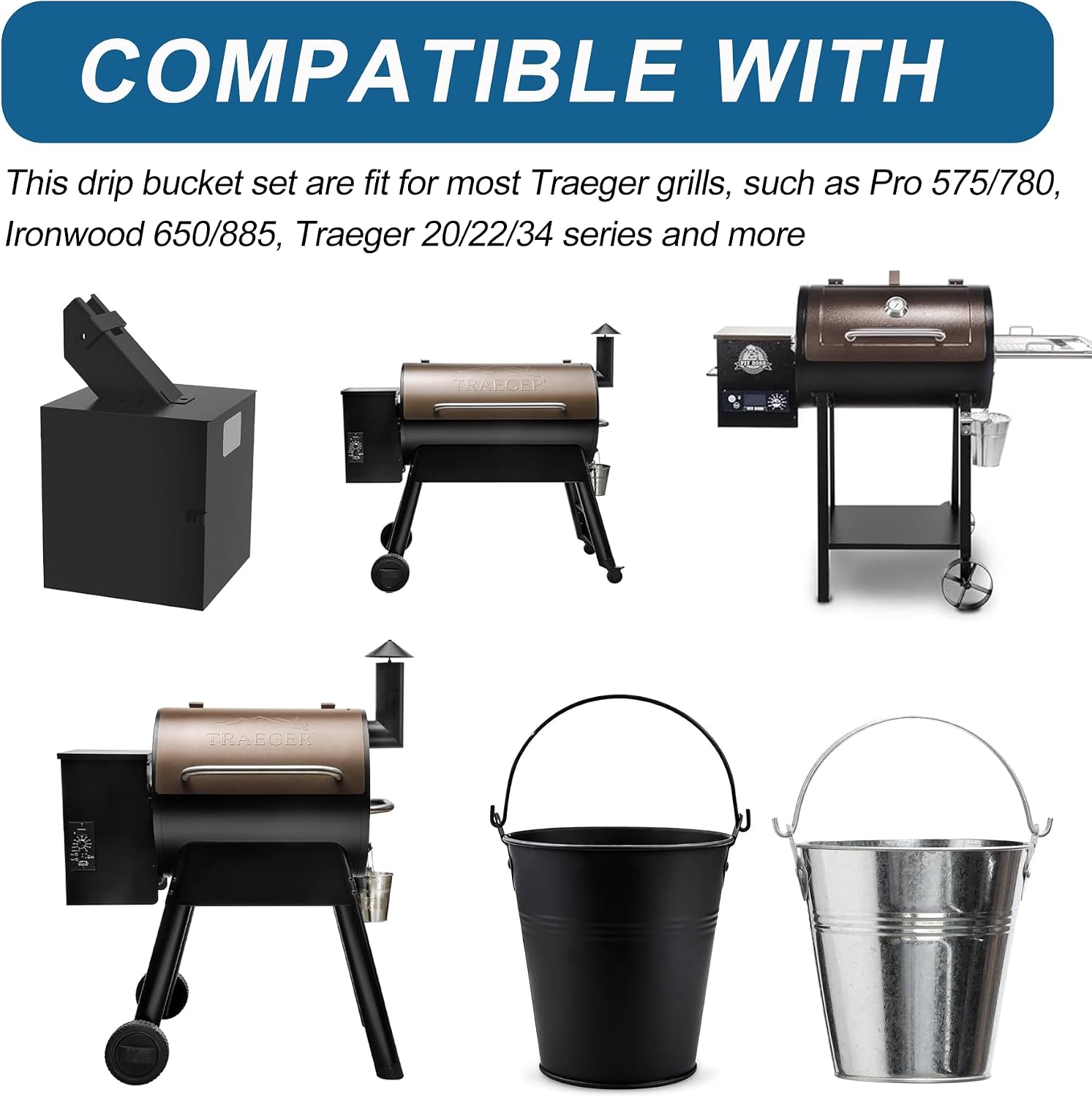 15 Pack Grease Bucket Liner Griddle Accessories, Aluminum Foil Grease Catcher Cup Liner for Traeger Traeger Pro Series, Pit Boss, Pellets Smoke, Grill Accessories Drip Tray Liner image 5