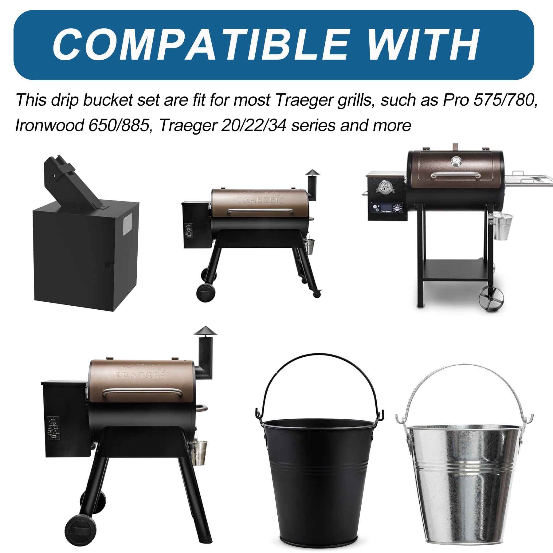 Confezione da 15 accessori per griglia di raccolta del grasso, in alluminio, per Traeger Traeger Pro Series, Pit Boss, pellet Smoke, accessori per grill, vassoio antigoccia