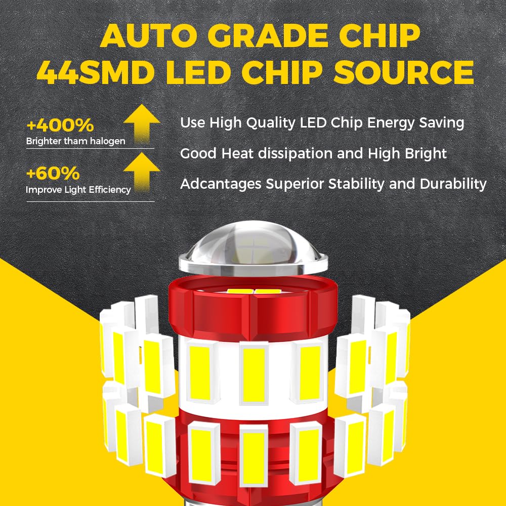 BMT xms Bombilla LED 1156 – 400% súper brillante 6000K blanco 7506 BA15S P21W LED de repuesto con proyector para luces de marcha atrás DRL, luz de respaldo, paquete de 2