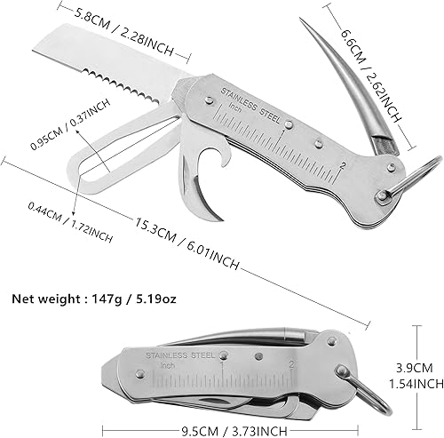 Miniatura 3 de Sailor's Survival Knife Pocket Size EDC Multi Tool Swiss Army Skipper Herramienta de aparejo de emergencia con abrelatas, destornillador, cuchillo,