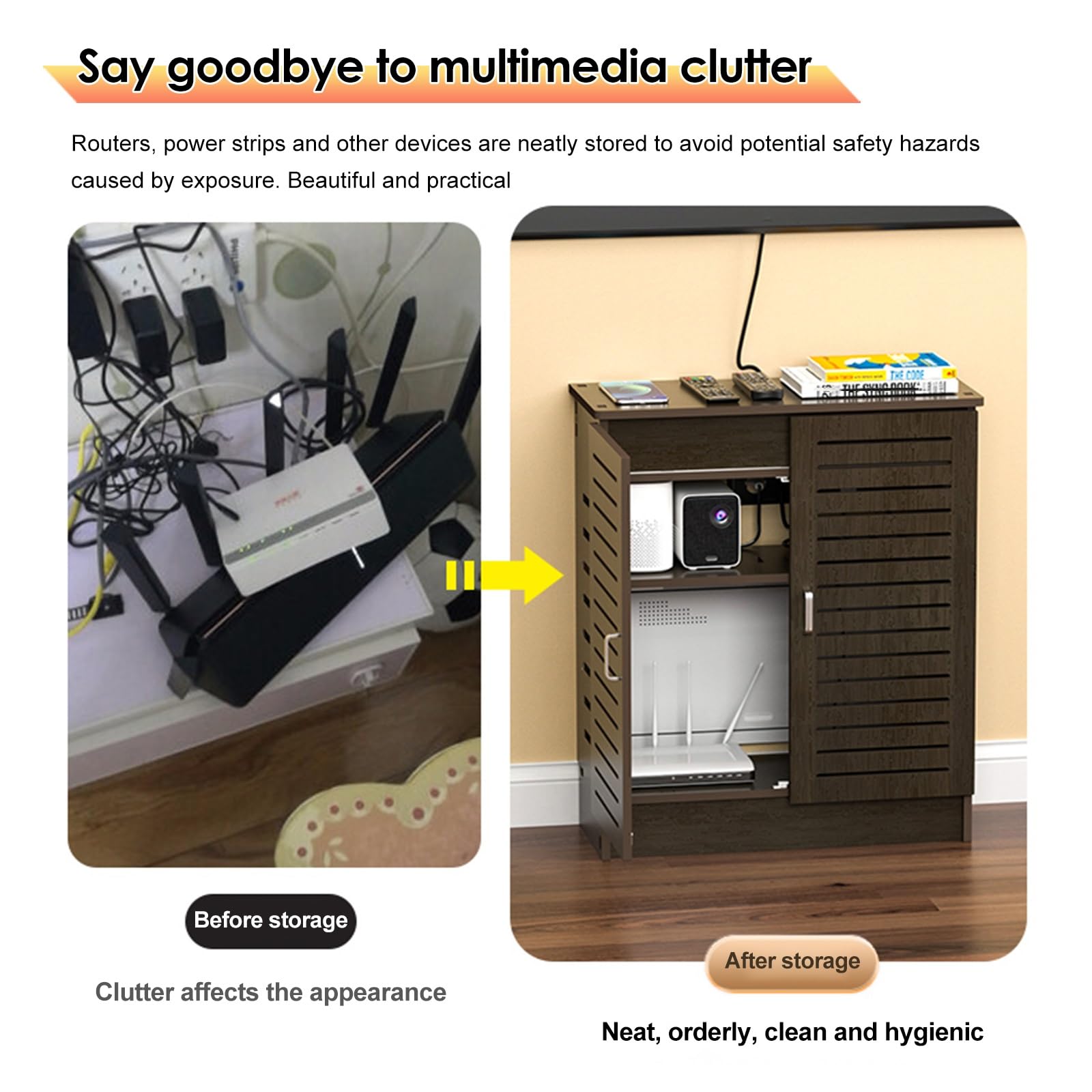 WLAN Stand Router-Aufbewahrungsschrank,Router-Regalkastenschrank Mit Schranktür,Magnetisches Türdesign,Multifunktional Router Aufbewahrungsbox Für Büro Und Haus,unsichtbare Aufbewahrung