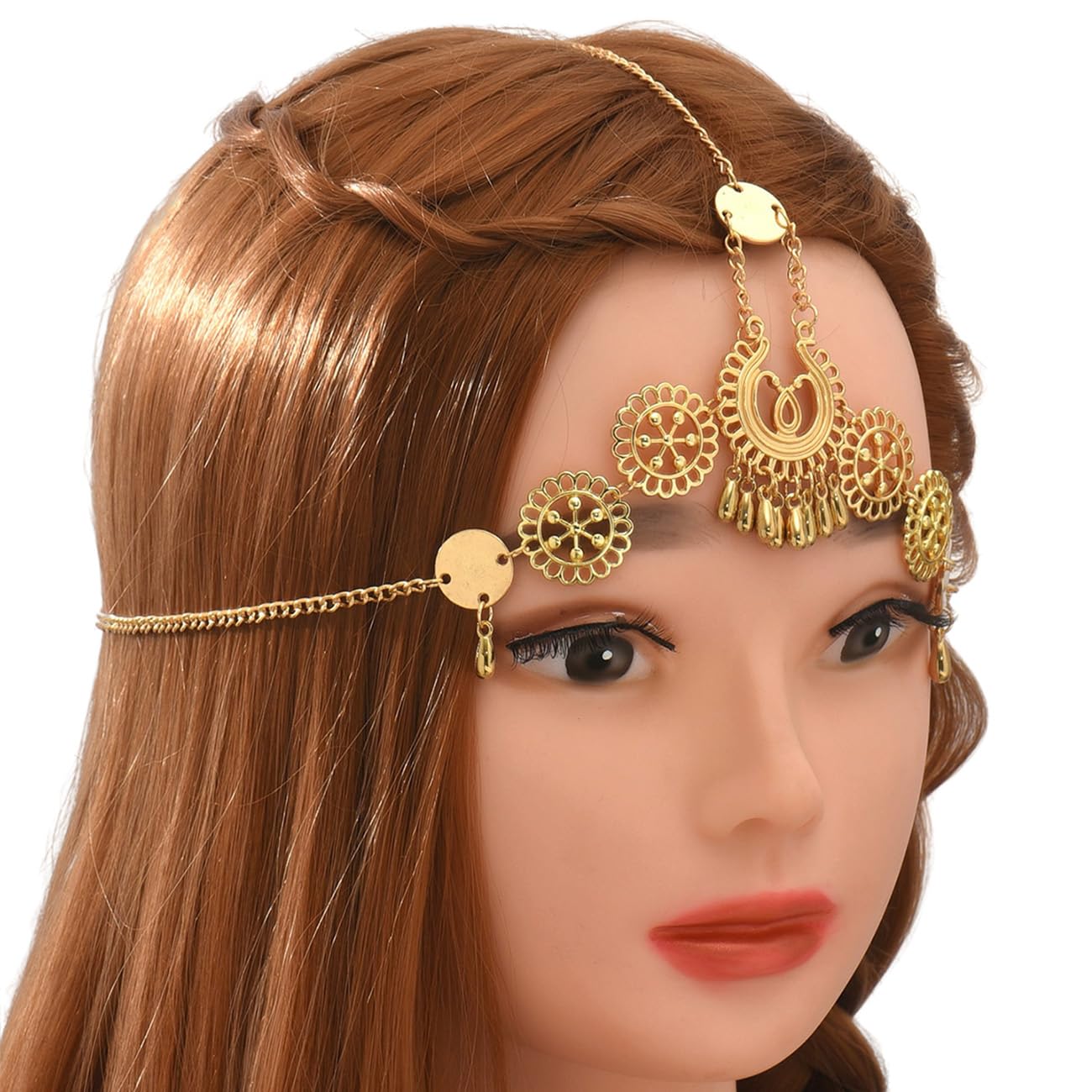 Hair Accessories for Women Gold Head Chains for Women Rhinestone Boho Crystal Headpiece for Party HB000814 - Image 4
