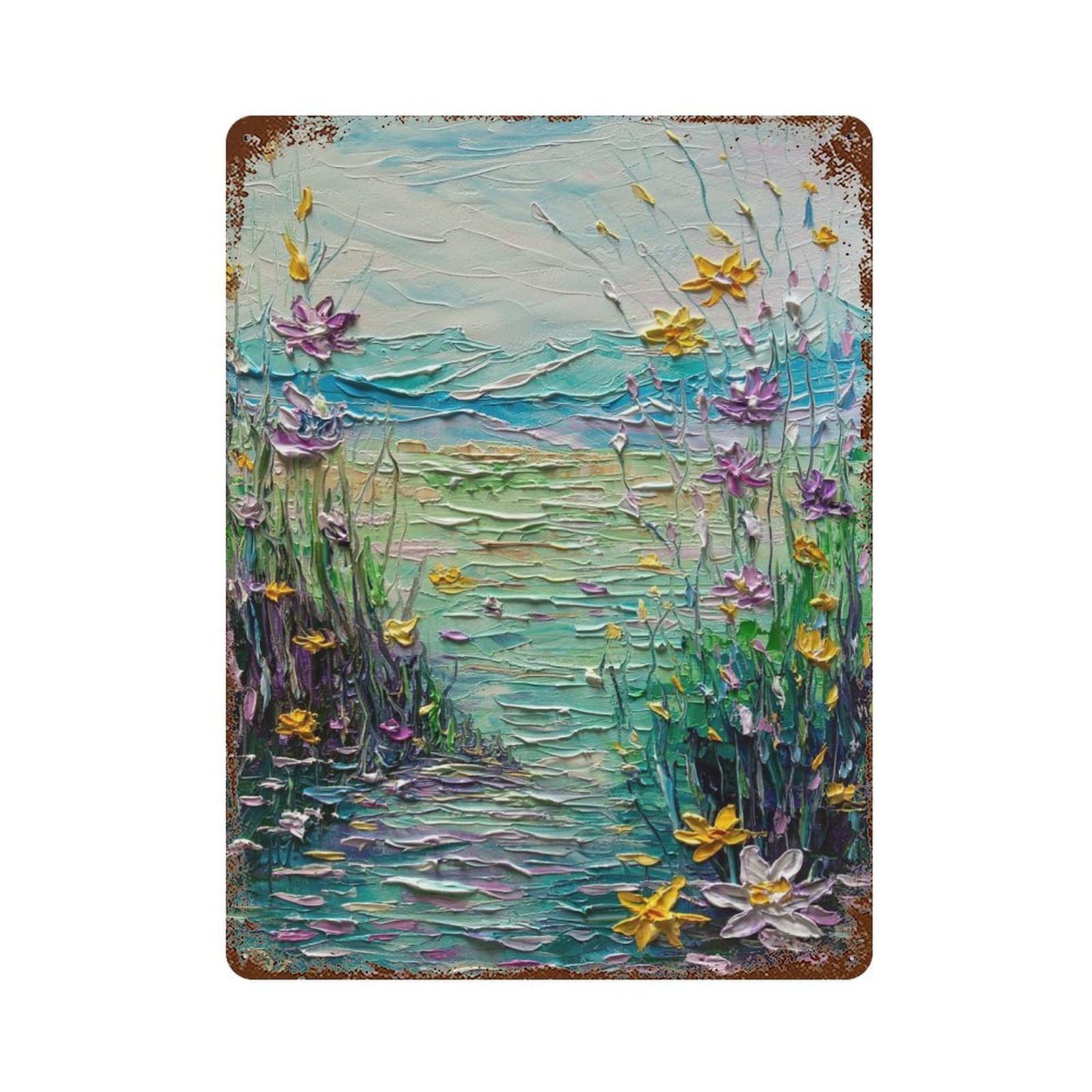 Enchanted Shore Rusty Metal Tin Sign 15.7"x11.8", Vintage Wall Decor for Garage, Pub Or Kitchen