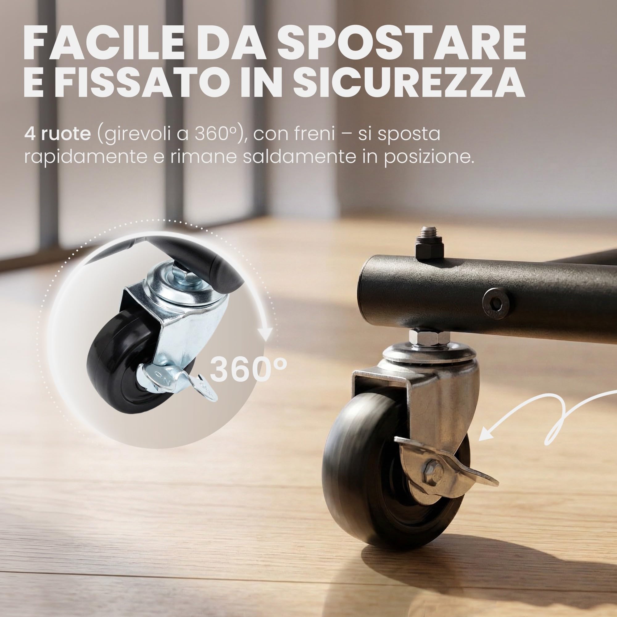 CLP Appendiabiti con ruote Bernis, guardaroba in metallo estensibile, barra robusta fino a 80 kg con ripiano portascarpe, Dimensione:XL