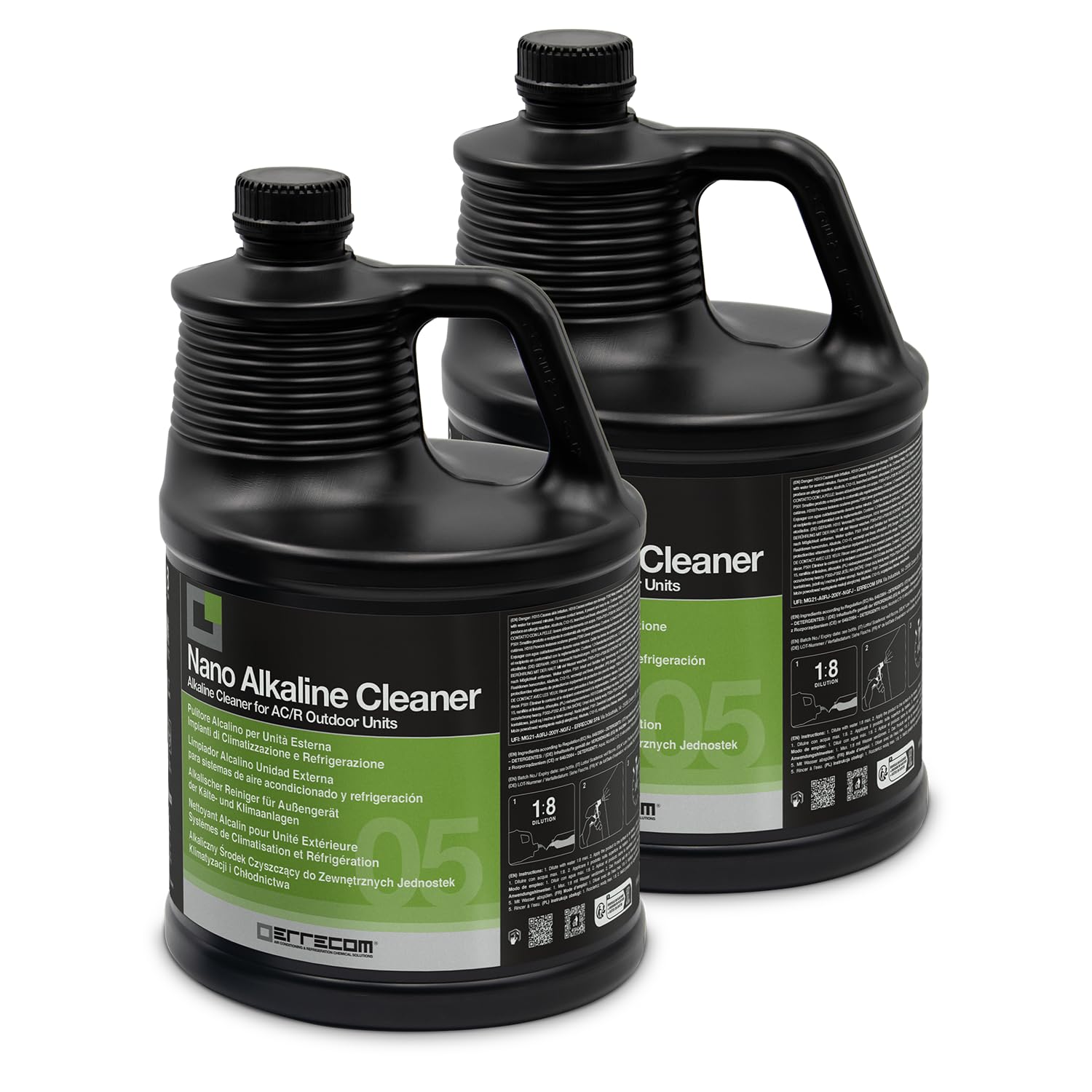 Errecom Nano Alkaline Cleaner, Limpiador Alcalino Unidad Externa para sistemas de aire acondicionado y refrigeración, Fórmula Concentrada 10 L (2 x 5 L)
