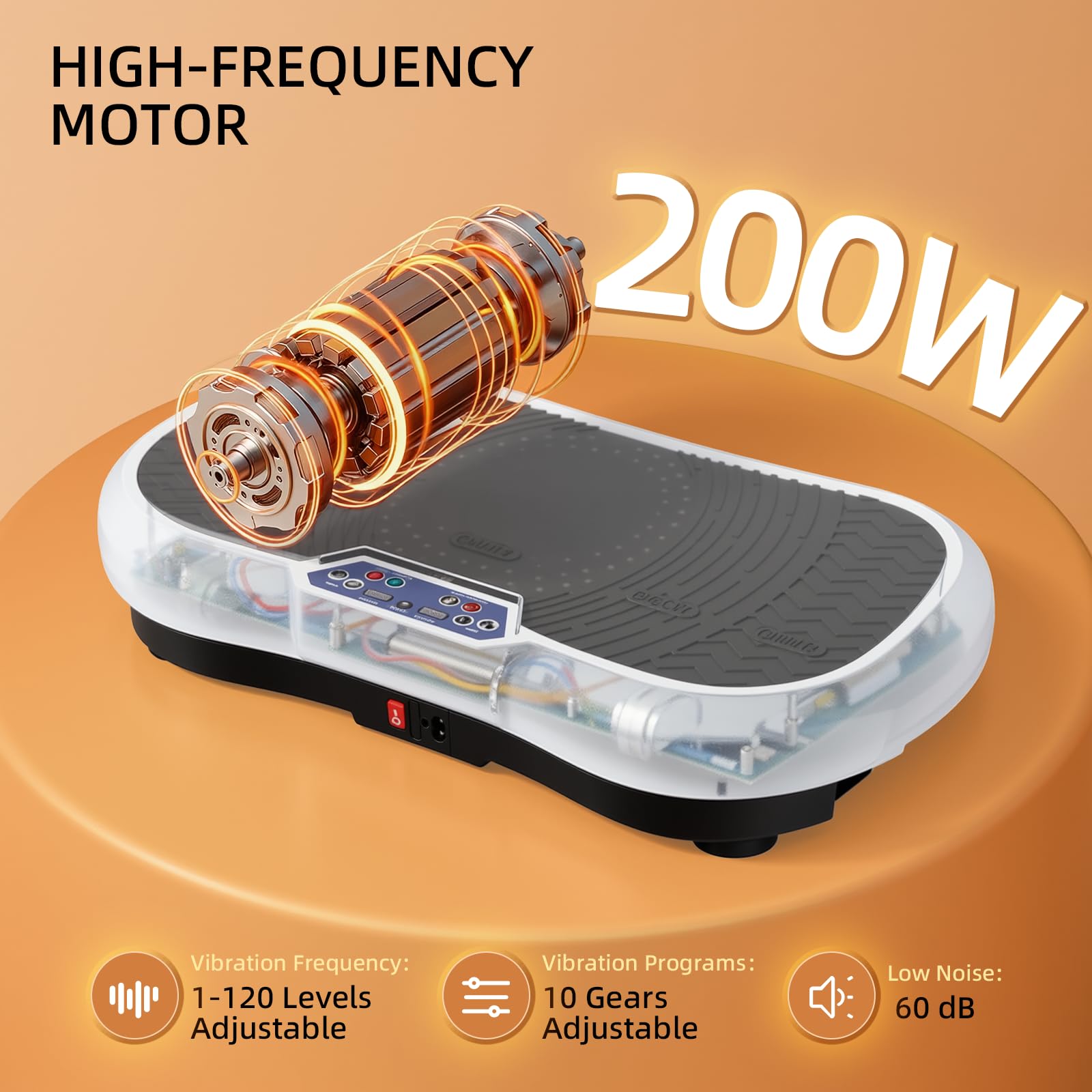 TLGREEN Vibrationsplatte Groß mit Leiser 200W-motoren, L/ XL Rüttelplatte Sport, 120 Stufen und 10 Modi, Fernbedienung, Vibration Plate für Zuhause Ganzkörpertraining Lymphdrainage Muskelaufbau