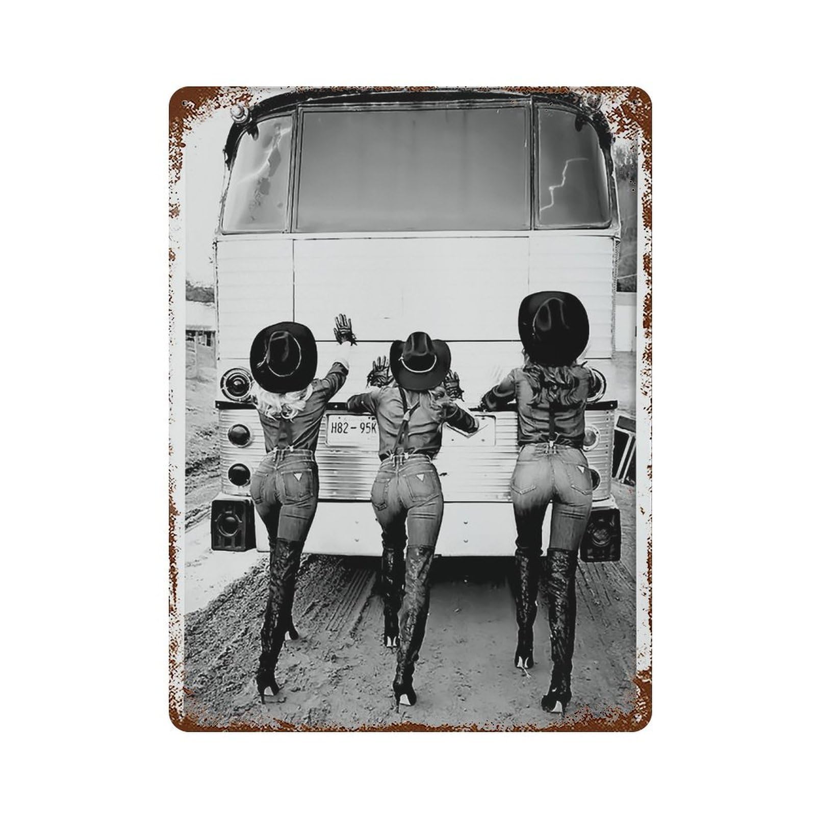 xiaoxiaoshen Vintage Cowgirls Retro Wild West Photo, Dorm Decor Wall Decor Art Metal Tin Poster Modern Home Decor Art Home Bar Shop Decorations Vintage Sign 40x30cm
