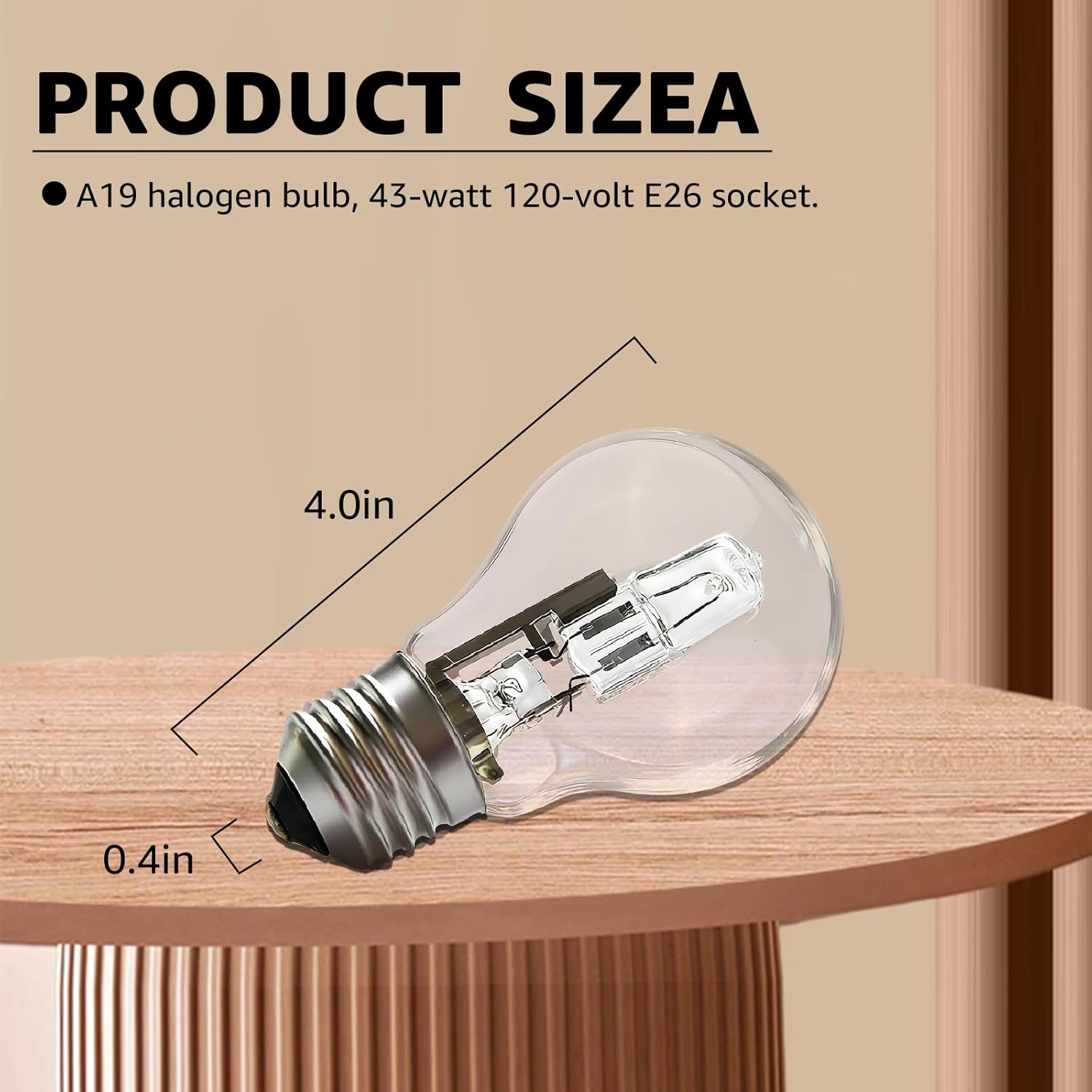 043168787963 78796 Halogen Light Bulbs 43Watt 120V Clear A19 Bulb E26 Thread Base 60W Replacement Non-LED Bulbs for Table Lamps & Home Lighting (2Pcs)