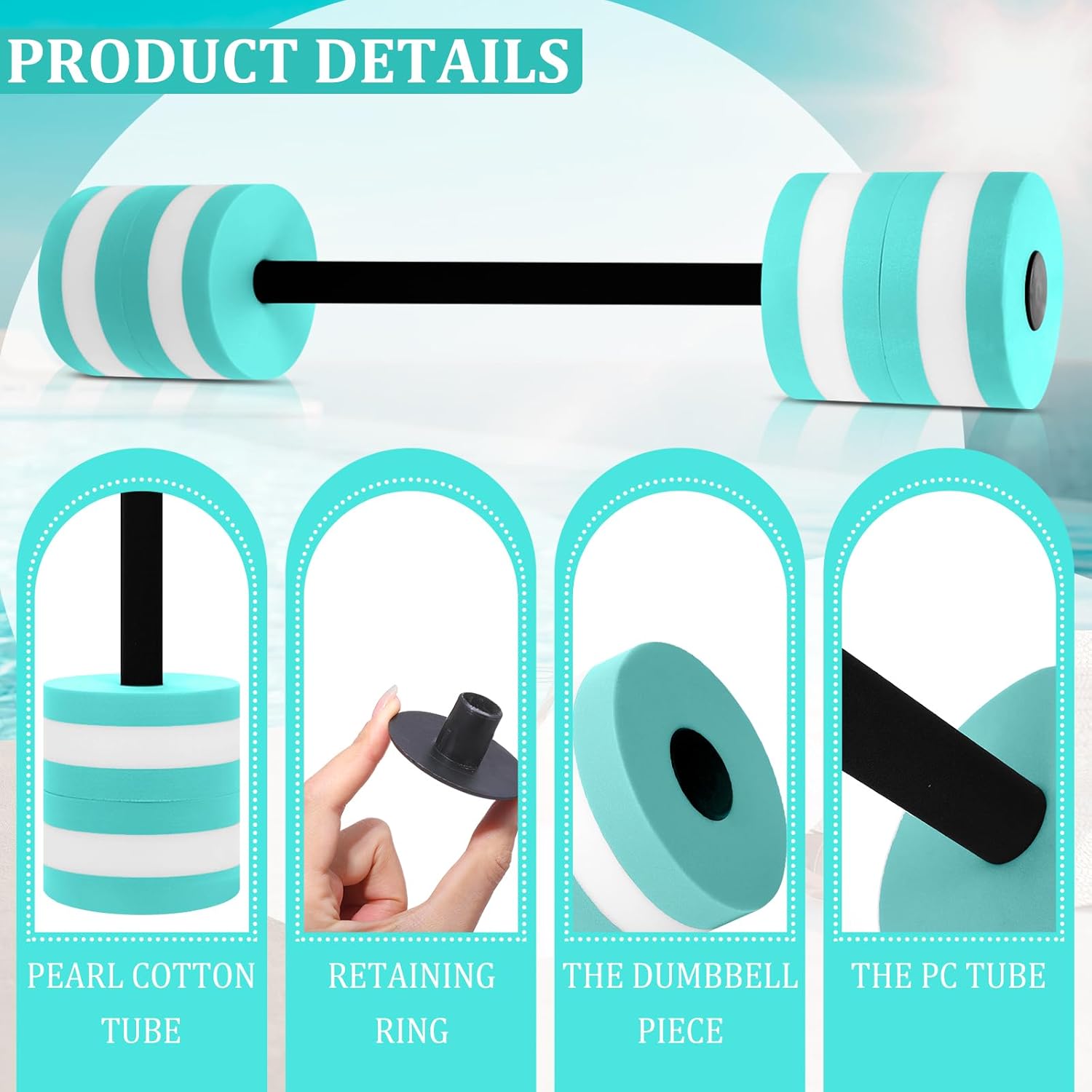 Shappy 4 Pcs Water Weight Aquatic Exercise Dumbbells for Pool Macaron Color EVA Foam Dumbbells Set Aerobics Equipment Aquatic Exercise Barbells Hand Bar for Fitness Sports