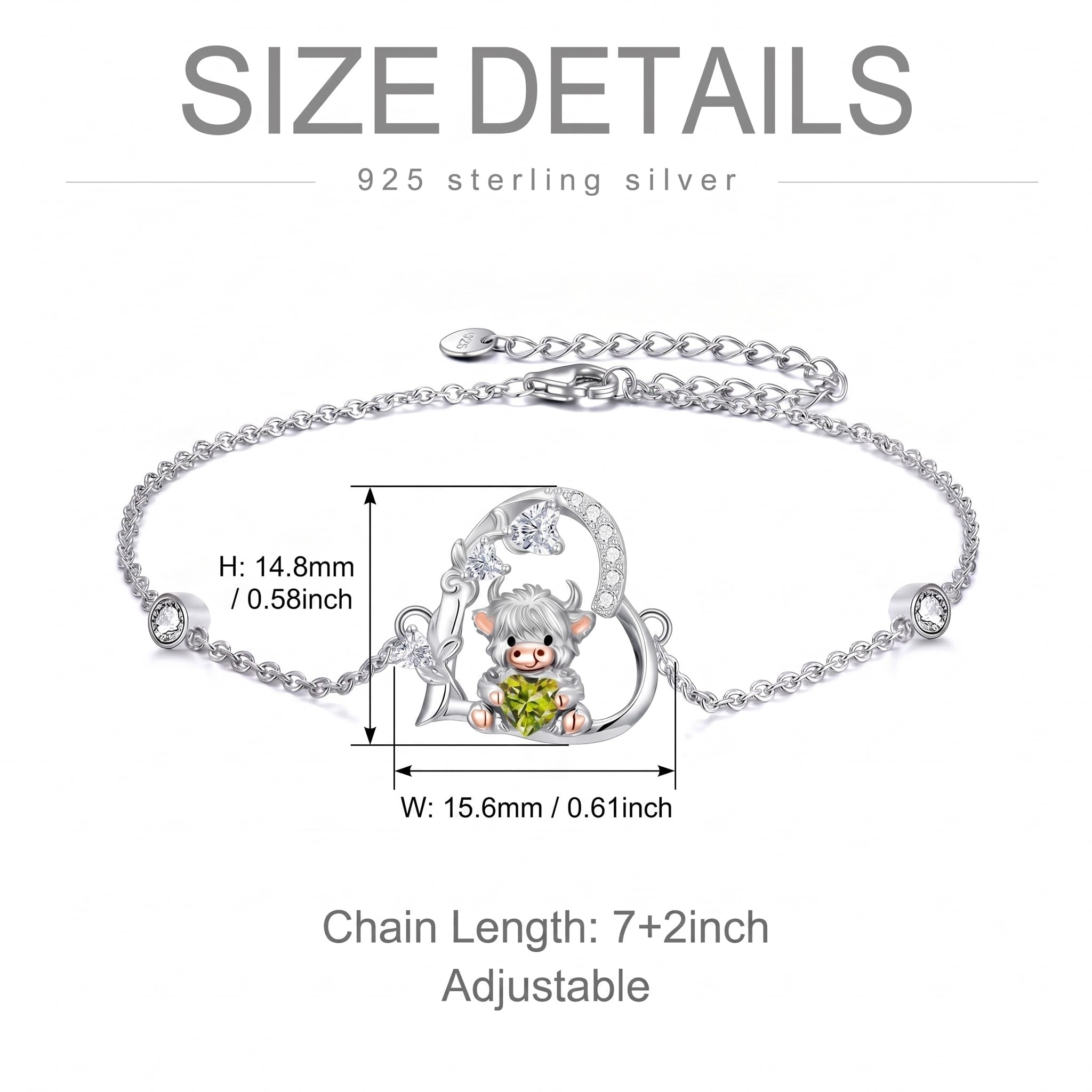 Teddybär Armband für Damen 925er Sterling Silber Bär Armkette mit Geburtsstein Teddybären Schmuck Valentinstag Geburtstag Geschenk für Frauen und Mädchen
