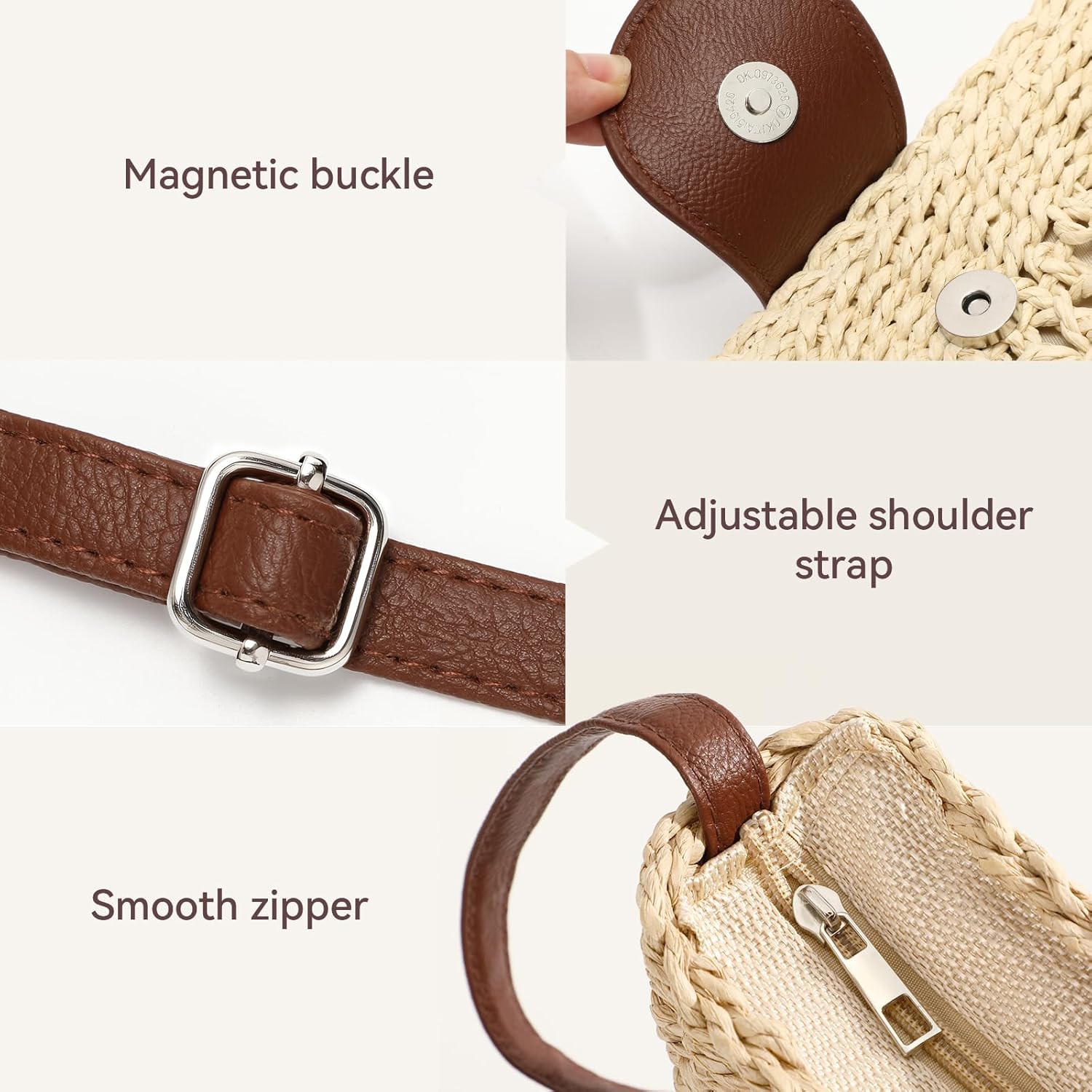 Straw Bag Beach Purse Summer Purses for Women Vacation Handbags Woven Crossbody Bags Straw Shoulder Bag