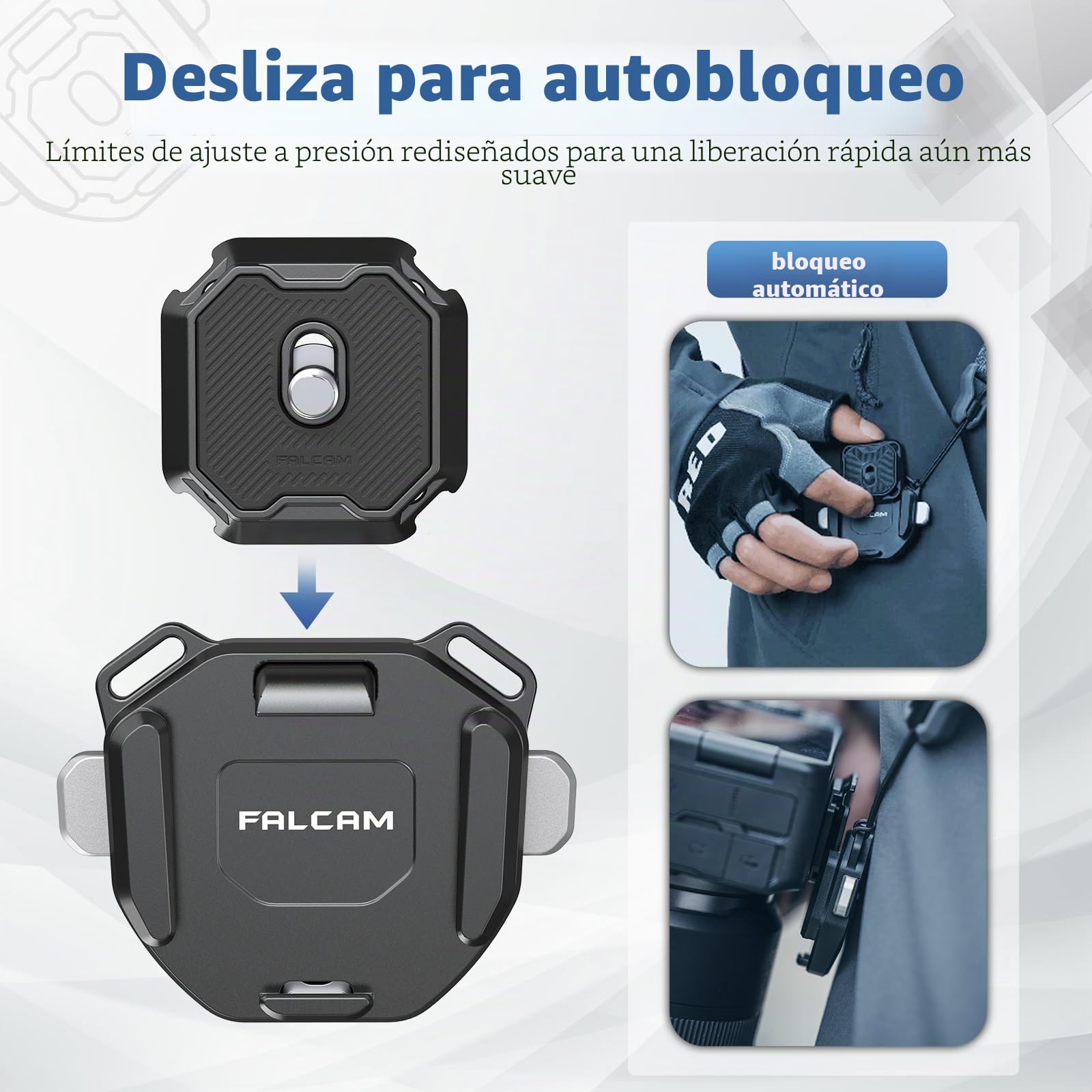 FALCAM F38 3142 - Kit de liberación rápida para correa de cuello/hombro, placa y base