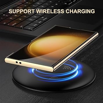 Hulveze Samsung Galaxy S24 Ultra Vegan Leather Case with 4 Modes Adjustable Kickstand Thin Flexible Soft Grip Luxury Vegan Slim Protection Shockproof Mobile Phone for Samsung Galaxy S24 Ultra Black
