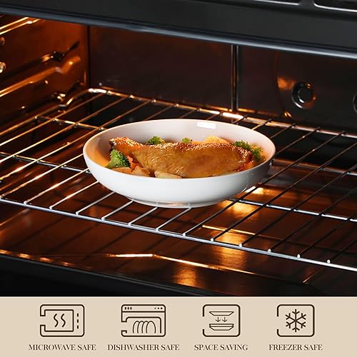Miniatura 4 de MALACASA Juego de 4 cuencos de pasta grandes de 40 onzas para servir ensalada, cuencos de porcelana para cocina, platos de sopa de mármol gris juego