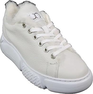 Baldinini CASADEI Italian Womens Off White Soft Leather Comfort Winter Sneakers