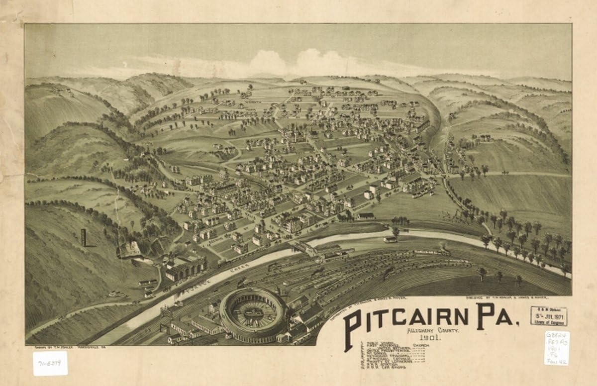 1901 Vintage Map of Pitcairn, Pennsylvania Pitcairn, Pa