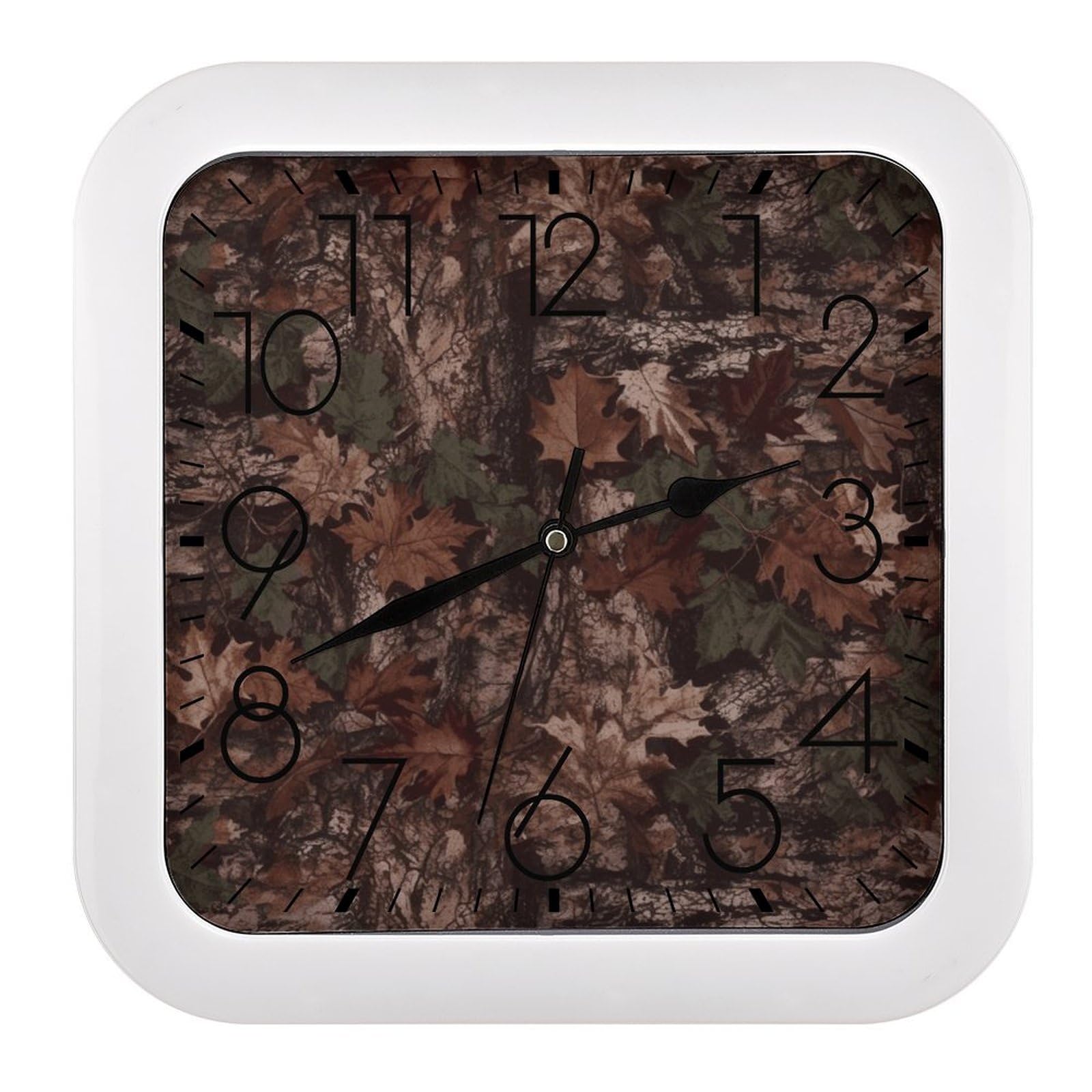 LZQPOEAS Outfitter Tuff Camo Square Wall Clock, 10.2 Inch Battery Operated Silent Non-Ticking Wall Clock, Square Analog Decorative Clock for Home Wall Art, Living Room, Bedroom, and Office