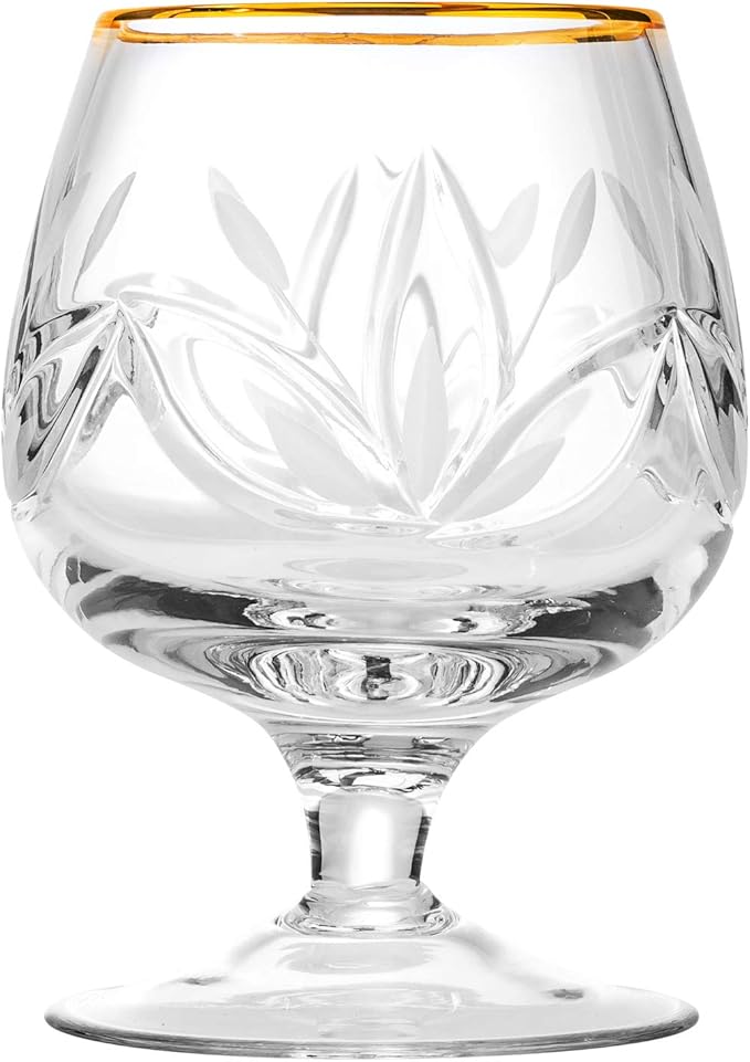Juego de 6 Copas de Brandy Cristal Ruso 200 ml Borde Dorado miniatura 3
