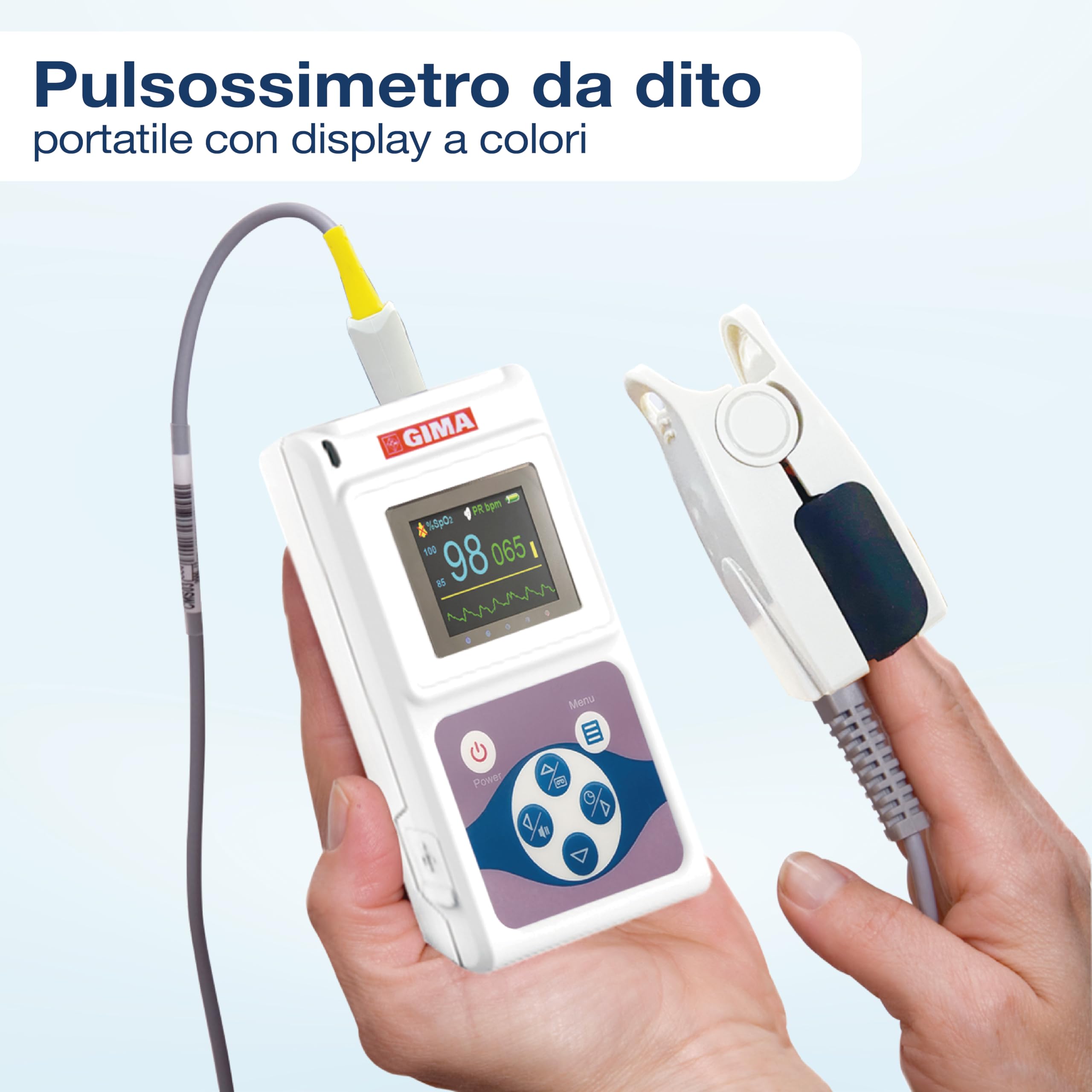 GIMA - Pulsossimetro da dito portatile con display a colori e monitoraggio continuo, con software, 35100
