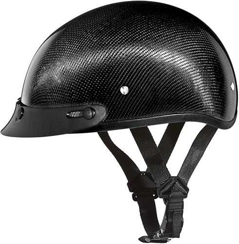 - Casco de motociclista línea esbelta de verdadera fibra de carbono, (no es estampado). Casco para motocicleta estilo cráneo, medio casco (12). Con