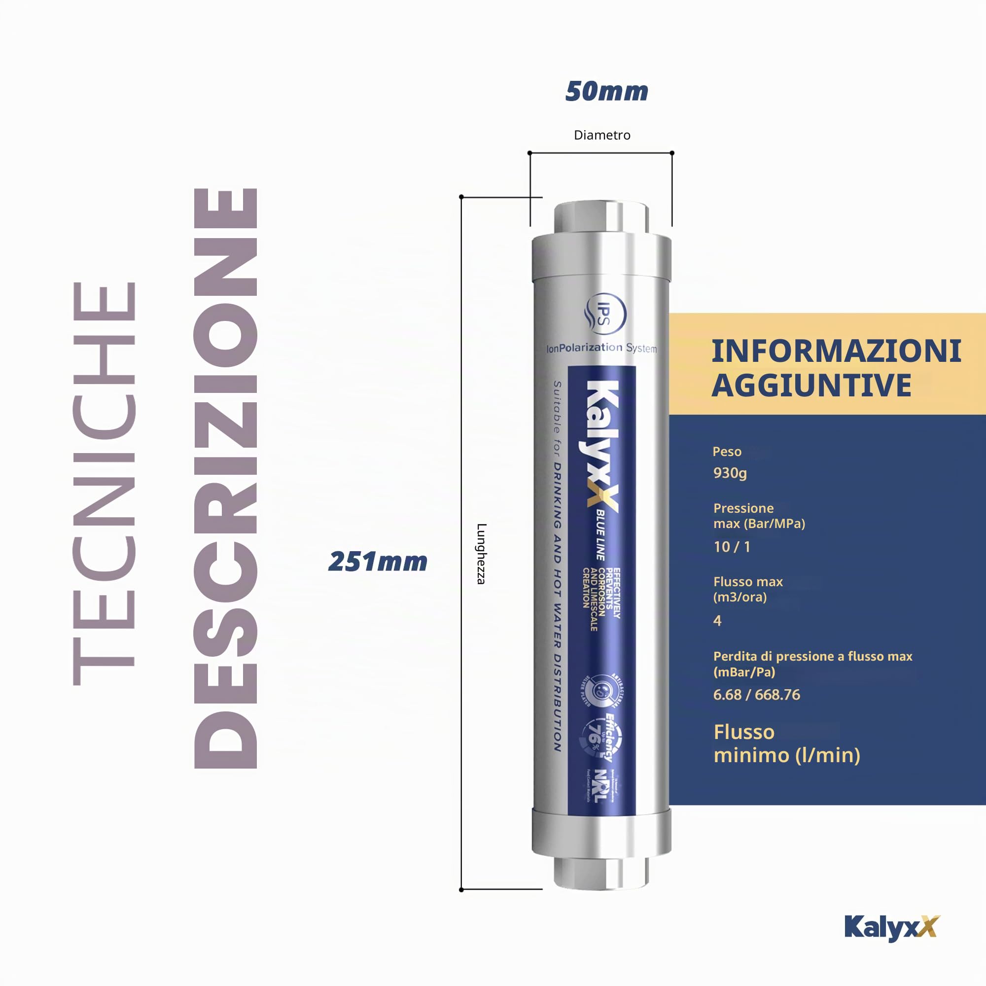 Swiss Aqua Technologies | Addolcitore d'acqua Anticalcare Antibatterico Innovativo IPS Kalyxx BlueLine G 1" Femmina IPSKXBG1 | Riduzione Calcarea | Installazione Rapida | Senza Manutenzione