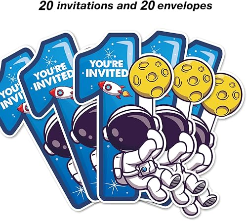 Miniatura 3 de Invitaciones de fiesta de videojuegos con sobres, juego de 20 invitaciones en forma de astronauta, invitaciones de cumpleaños, baby shower, fiesta,