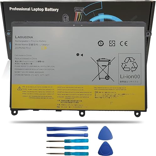 L13M4P21 - Batería para portátil compatible con Lenovo IdeaPad Yoga 2 11 Series L13L4P21 121500223 121500224 2ICP55070-2 2ICP65170-2 7.4V 34Wh 4