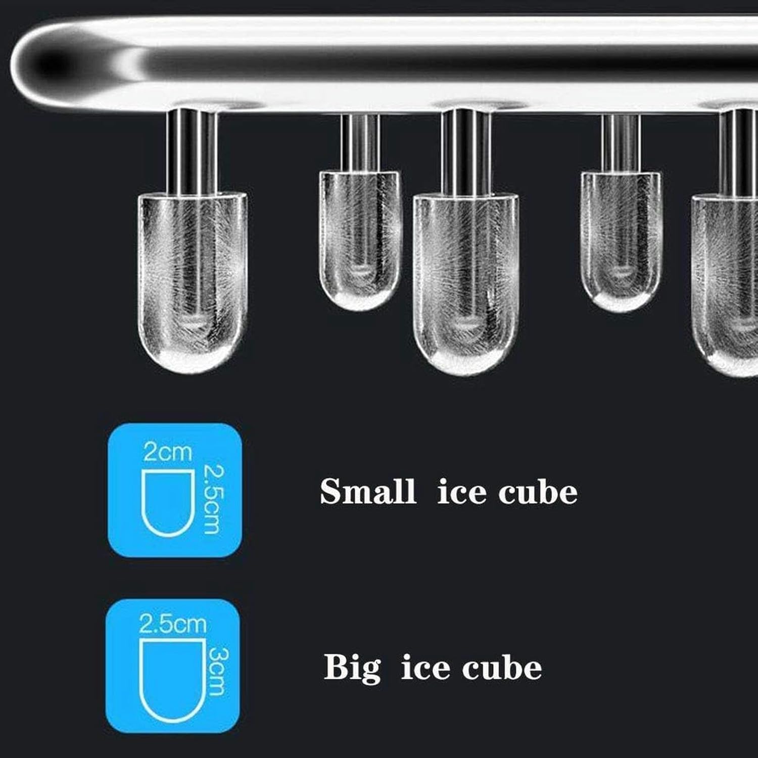 Ice Maker Machine Ice Scoop,Small Ice Cube Maker Machine Home,25kg in 24h 2.3L 9 Ice Cubes Ready in 6 8 Minutes 2 Sizes Gold (Gold) (Gold)